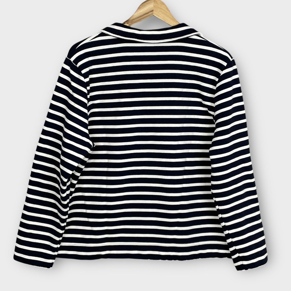 Talbots Parisian Breton Stripe Boxy Fleece Top Womens XL Nautical Preppy Casual - Picture 3 of 7